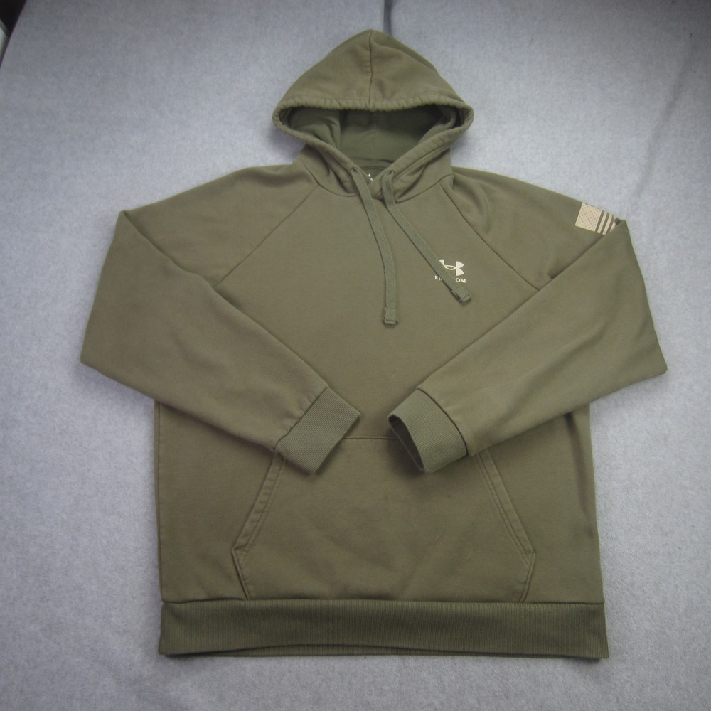 Under Armour Hoodie Mens Large Green Freedom USA Flag Logo‎ Sweatshirt